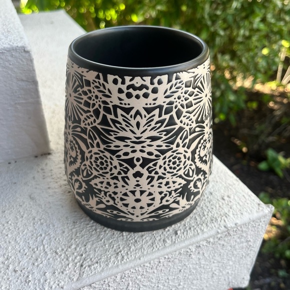 OPAL HOUSE STONEWARE LARGE CERAMIC BROWN & CREAM STENCIL DESIGN COFFEE MUG CUP - Picture 7 of 7